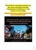 Advertising&comma; Promotion&comma; and Other Aspects of Integrated Marketing Communications&comma; 11th Edition&colon; Comprehensive Test Bank &vert; Andrews & Shimp &vert; Complete Chapter-by-Chapter Exam Questions &semi; Verified Answers & Solutions