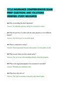 TITLE INSURANCE COMPREHENSIVE EXAM&NewLine;PREP QUESTIONS AND SOLUTIONS&NewLine;VERIFIED STUDY RESOURCE