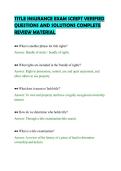 TITLE INSURANCE EXAM SCRIPT VERIFIED&NewLine;QUESTIONS AND SOLUTIONS COMPLETE&NewLine;REVIEW MATERIAL
