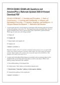 PSYCH EXAM 2 EXAM with Questions and &NewLine;Answers&sol;Plus a Rationale Updated 2026 A&plus;&sol;Instant &NewLine;Download PDF 