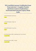 EPA Lead Risk Assessor Certification Exam &NewLine;Prep 2026&sol;2027 &vert; Complete Practice &NewLine;Questions & Answer Explanations &vert; &NewLine;Environmental Protection Agency Study &NewLine;Guide