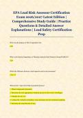 EPA Lead Risk Assessor Certification &NewLine;Exam 2026&sol;2027 Latest Edition &vert; &NewLine;Comprehensive Study Guide &vert; Practice &NewLine;Questions & Detailed Answer &NewLine;Explanations &vert; Lead Safety Certification &NewLine;Prep