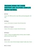 TRUCKING RODEO TEST PAPER&NewLine;QUESTIONS AND SOLUTIONS COMPLETE&NewLine;REVIEW MATERIAL&NewLine;