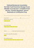 National Restaurant Association &NewLine;ServSafe Food Protection Manager Exam &NewLine;&lpar;Module 10&rpar; 2026&sol;2027 &vert; Complete Exam &NewLine;Review &vert; Practice Questions&comma; Answer &NewLine;Rationales & Certification Prep