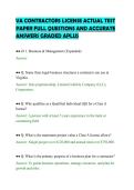 VA CONTRACTORS LICENSE ACTUAL TEST&NewLine;PAPER FULL QUESTIONS AND ACCURATE&NewLine;ANSWERS GRADED APLUS&NewLine;