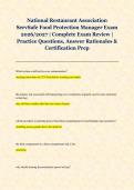 National Restaurant Association &NewLine;ServSafe Food Protection Manager Exam &NewLine;2026&sol;2027 &vert; Complete Exam Review &vert; &NewLine;Practice Questions&comma; Answer Rationales & &NewLine;Certification Prep