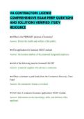 VA CONTRACTORS LICENSE&NewLine;COMPREHENSIVE EXAM PREP QUESTIONS&NewLine;AND SOLUTIONS VERIFIED STUDY&NewLine;RESOURCE&NewLine;