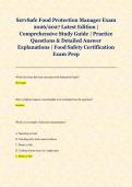 ServSafe Food Protection Manager Exam &NewLine;2026&sol;2027 Latest Edition &vert; &NewLine;Comprehensive Study Guide &vert; Practice &NewLine;Questions & Detailed Answer &NewLine;Explanations &vert; Food Safety Certification &NewLine;Exam Prep 