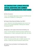 VA CONTRACTORS LICENSE UPDATED&NewLine;ACTUAL QUESTIONS AND CORRECT&NewLine;ANSWERS COMPREHENSIVE STUDY GUIDE&NewLine;