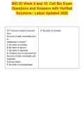 BIO 93 Week 9 and 10&colon; Cell Bio Exam&NewLine;Questions and Answers with Verified&NewLine;Solutions &vert; Latest Updated 2026