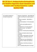 Bio 36 Quiz 4&colon; Antipsychotics&sol;Schizophrenia&NewLine;and Sedative Hypnotics Exam Questions and&NewLine;Answers with Verified Solutions &vert; Latest&NewLine;Updated 2026