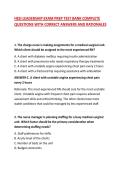HESI LEADERSHIP EXAM PREP TEST BANK COMPLETE QUESTIONS WITH CORRECT ANSWERS AND RATIONALES