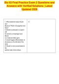 Bio 93 Final Practice Exam 2 Questions and&NewLine;Answers with Verified Solutions &vert; Latest&NewLine;Updated 2026