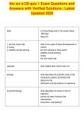 bio sci e120 quiz 1 Exam Questions and&NewLine;Answers with Verified Solutions &vert; Latest&NewLine;Updated 2026