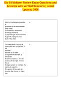 Bio 93 Midterm Review Exam Questions and&NewLine;Answers with Verified Solutions &vert; Latest&NewLine;Updated 2026