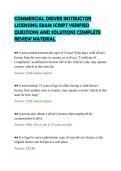COMMERCIAL DRIVER INSTRUCTOR&NewLine;LICENSING EXAM SCRIPT VERIFIED&NewLine;QUESTIONS AND SOLUTIONS COMPLETE&NewLine;REVIEW MATERIAL