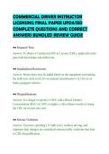 COMMERCIAL DRIVER INSTRUCTOR&NewLine;LICENSING FINAL PAPER UPDATED&NewLine;COMPLETE QUESTIONS AND CORRECT&NewLine;ANSWERS BUNDLED REVIEW GUIDE
