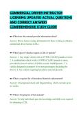 COMMERCIAL DRIVER INSTRUCTOR&NewLine;LICENSING UPDATED ACTUAL QUESTIONS&NewLine;AND CORRECT ANSWERS&NewLine;COMPREHENSIVE STUDY GUIDE&NewLine;