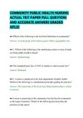 COMMUNITY PUBLIC HEALTH NURSING&NewLine;ACTUAL TEST PAPER FULL QUESTIONS&NewLine;AND ACCURATE ANSWERS GRADED&NewLine;APLUS&NewLine;