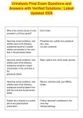 Urinalysis Final Exam Questions and&NewLine;Answers with Verified Solutions &vert; Latest&NewLine;Updated 2026
