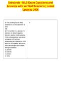 Urinalysis - MLS Exam Questions and&NewLine;Answers with Verified Solutions &vert; Latest&NewLine;Updated 2026