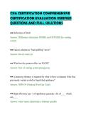 CSIA CERTIFICATION COMPREHENSIVE&NewLine;CERTIFICATION EVALUATION VERIFIED&NewLine;QUESTIONS AND FULL SOLUTIONS&NewLine;