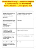 United States History & Government Regents&NewLine;&num;1 Exam Questions and Answers with&NewLine;Verified Solutions &vert; Latest Updated 2026