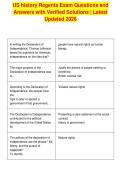 US history Regents Exam Questions and&NewLine;Answers with Verified Solutions &vert; Latest&NewLine;Updated 2026
