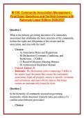 M-100&colon; Community Association Management &ndash; Final Exam Questions and Verified Answers with Rationale Latest Edition 2026&sol;2027 