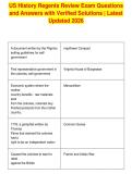 US History Regents Review Exam Questions&NewLine;and Answers with Verified Solutions &vert; Latest&NewLine;Updated 2026