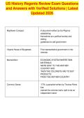 US History Regents Review Exam Questions&NewLine;and Answers with Verified Solutions &vert; Latest&NewLine;Updated 2026