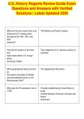 U&period;S&period; History Regents Review Guide Exam&NewLine;Questions and Answers with Verified&NewLine;Solutions &vert; Latest Updated 2026