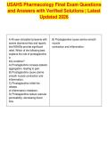 USAHS Pharmacology Final Exam Questions&NewLine;and Answers with Verified Solutions &vert; Latest&NewLine;Updated 2026