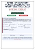 INP 402 EPIC Inpatient Clinical Documentation 2026 Exam&colon; 250 Q&A with Detailed Rationales & Verified Answers &lpar;A&plus; Guide&rpar;