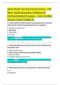 Adult Health Nursing Practice Exam &vert; 100 &NewLine;Most Tested Questions Collection & &NewLine;Verified Detailed Answers &vert; Tutor Verified &NewLine;Success Exam&rpar; Graded A&plus; 