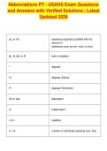 Abbreviations PT - USAHS Exam Questions&NewLine;and Answers with Verified Solutions &vert; Latest&NewLine;Updated 2026