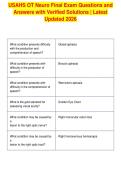 USAHS OT Neuro Final Exam Questions and&NewLine;Answers with Verified Solutions &vert; Latest&NewLine;Updated 2026