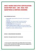 ANCC NURSE EXECUTIVE CERTIFICATION &NewLine;EXAM PREP 2026 &ndash; 200&plus; REAL TEST &NewLine;QUESTIONS & VERIFIED ANSWERS