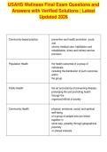 USAHS Wellness Final Exam Questions and&NewLine;Answers with Verified Solutions &vert; Latest&NewLine;Updated 2026