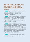 Nur 210 Exam 4 &vert; Questions and Answers &vert; Verified Solutions &vert; 2026 Edition &vert; Pass A