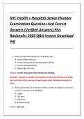 NYC Health &plus; Hospitals Senior Plumber &NewLine;Examination Questions And Correct &NewLine;Answers &lpar;Verified Answers&rpar; Plus &NewLine;Rationales 2026 Q&A Instant Download &NewLine;Pdf 
