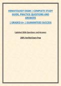 HEMATOLOGY EXAM &vert; COMPLETE STUDY GUIDE&comma; PRACTICE QUESTIONS AND ANSWERS