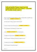 California Qualified Manager Actual Exam with&NewLine;Complete Questions and Correct Answers &ndash; Latest 2026-&NewLine;2027 &lpar;Verified&rpar; Already Graded A&plus;
