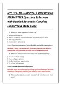 NYC HEALTH &plus; HOSPITALS SUPERVISING &NewLine;STEAMFITTER Questions & Answers &NewLine;with Detailed Rationales Complete &NewLine;Exam Prep & Study Guide