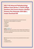 NSG 5140 Advanced Pathophysiology Midterm Exam Review 2 &vert; South College Questions And Correct Answers &lpar;Verified Answers&rpar; Plus Rationales 2026 Q&A &vert; Instant Download PDF