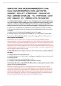 IDENTIFYING CHILD ABUSE AND NEGLECT &lpar;DCF&comma; CAAN&rpar; &NewLine;EXAM COMPLETE EXAM QUESTIONS AND VERIFIED &NewLine;ANSWERS &vert; 2026&ndash;2027 LATEST UPDATE &vert; GUARANTEED &NewLine;PASS &vert; DETAILED RATIONALES &vert; FULL STUDY GUIDE &vert; EXAM &NewLine;PREP &vert; PRACTICE TEST &vert; CERTIFICATION PREPARATION 