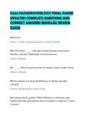 D236 PATHOPHYSIOLOGY FINAL PAPER&NewLine;UPDATED COMPLETE QUESTIONS AND&NewLine;CORRECT ANSWERS BUNDLED REVIEW&NewLine;GUIDE&NewLine;