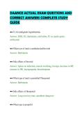 DAANCE ACTUAL EXAM QUESTIONS AND&NewLine;CORRECT ANSWERS COMPLETE STUDY&NewLine;GUIDE&NewLine;