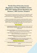 Florida Security Officer &lpar;Class D&rpar; BUNDLE&colon; Latest 2026&sol; 2027 Update &lpar;New version&rpar; Actual Questions and Answers &vert; 100&percnt; Correct &vert; Grade A