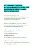 DCF CHILD CARE PRESCHOOL&NewLine;APPROPRIATE PRACTICES ACTUAL EXAM&NewLine;QUESTIONS AND CORRECT ANSWERS&NewLine;COMPLETE STUDY GUIDE&NewLine;